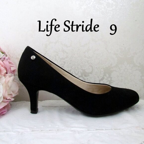 BLACK HEELS, 9, LIFE STRIDE  SHOES, NWOT, COMFORTABLE SOFT SYSTEM INSOLES - Picture 1 of 9